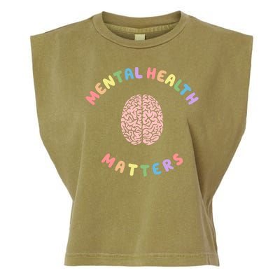 Mental Health Matters Rainbow Brain Awareness Garment-Dyed Women's Muscle Tee