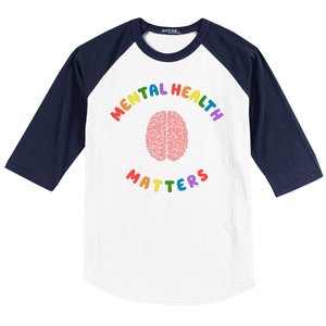 Mental Health Matters Rainbow Brain Awareness Baseball Sleeve Shirt