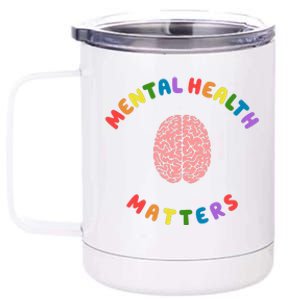 Mental Health Matters Rainbow Brain Awareness 12 oz Stainless Steel Tumbler Cup