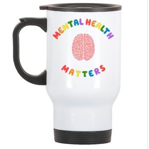 Mental Health Matters Rainbow Brain Awareness Stainless Steel Travel Mug