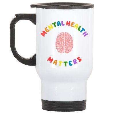 Mental Health Matters Rainbow Brain Awareness Stainless Steel Travel Mug