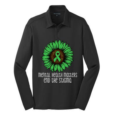 Mental Health Matters End The Stigma Awareness Motivational Silk Touch Performance Long Sleeve Polo