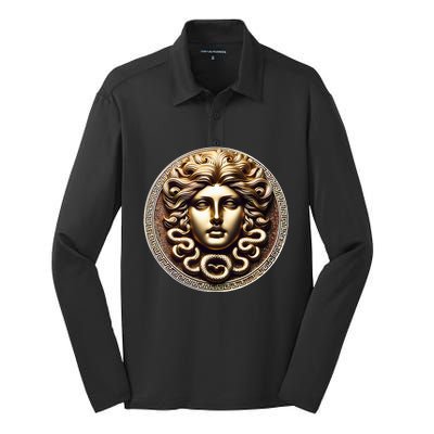 Medusa Head Myth Gorgon Snake Hair Greek Mythology Silk Touch Performance Long Sleeve Polo