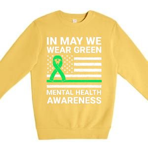 Mental Health Matters Green Ribbon Mental Health Awareness Premium Crewneck Sweatshirt