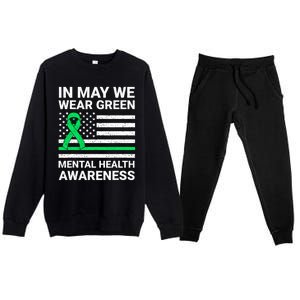 Mental Health Matters Green Ribbon Mental Health Awareness Premium Crewneck Sweatsuit Set