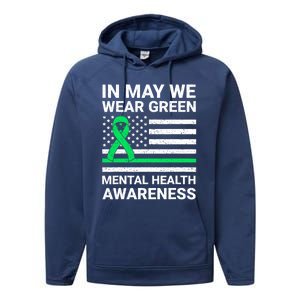 Mental Health Matters Green Ribbon Mental Health Awareness Performance Fleece Hoodie