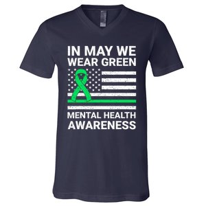 Mental Health Matters Green Ribbon Mental Health Awareness V-Neck T-Shirt