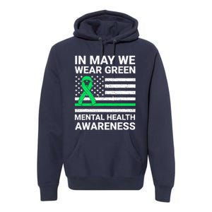 Mental Health Matters Green Ribbon Mental Health Awareness Premium Hoodie