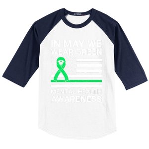 Mental Health Matters Green Ribbon Mental Health Awareness Baseball Sleeve Shirt