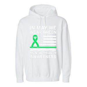 Mental Health Matters Green Ribbon Mental Health Awareness Garment-Dyed Fleece Hoodie