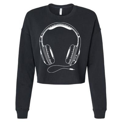 Music Headphones Cropped Pullover Crew