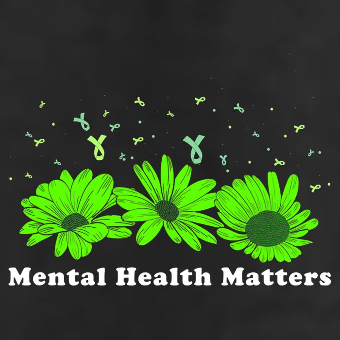 Mental Health Matters Sunflower May Green Awareness Ribbons 7 Panel Mesh Trucker Snapback Hat