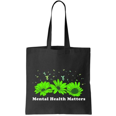 Mental Health Matters Sunflower May Green Awareness Ribbons Bag