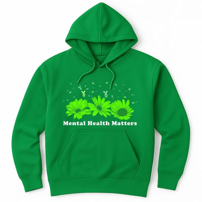 Mental Health Matters Sunflower May Green Awareness Ribbons Hoodie