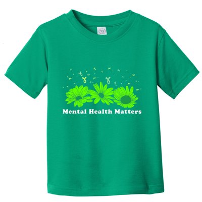 Mental Health Matters Sunflower May Green Awareness Ribbons Toddler T-Shirt