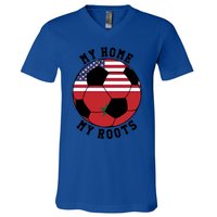 My Home My Roots Morocco Flag Soccer Gift V-Neck T-Shirt