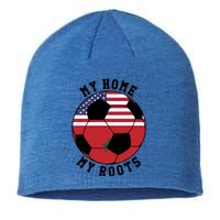 My Home My Roots Morocco Flag Soccer Gift Sustainable Beanie