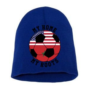 My Home My Roots Morocco Flag Soccer Gift Short Acrylic Beanie