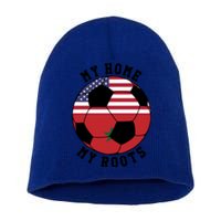 My Home My Roots Morocco Flag Soccer Gift Short Acrylic Beanie