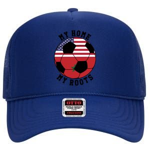 My Home My Roots Morocco Flag Soccer Gift High Crown Mesh Back Trucker Hat