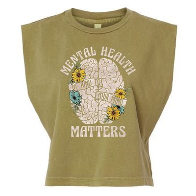 Mental Health Matters Be Kind To Your Mind Mental Awareness Garment-Dyed Women's Muscle Tee