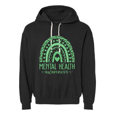 Mental Health Matters We Wear Green Mental Health Awareness Garment-Dyed Fleece Hoodie