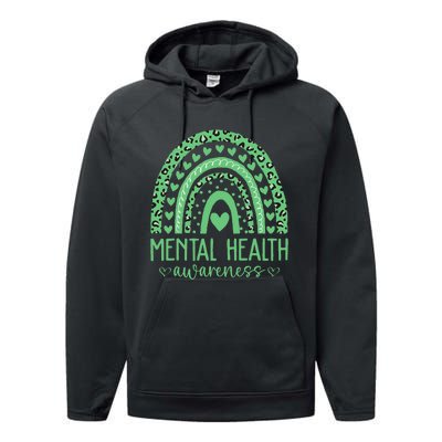 Mental Health Matters We Wear Green Mental Health Awareness Performance Fleece Hoodie