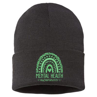 Mental Health Matters We Wear Green Mental Health Awareness Sustainable Knit Beanie