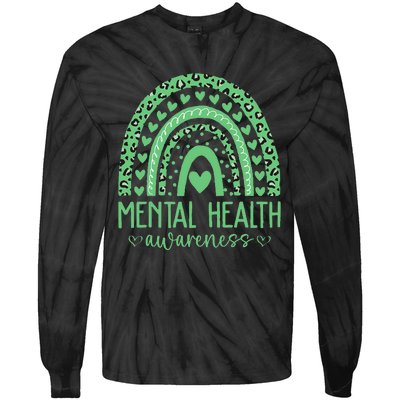 Mental Health Matters We Wear Green Mental Health Awareness Tie-Dye Long Sleeve Shirt