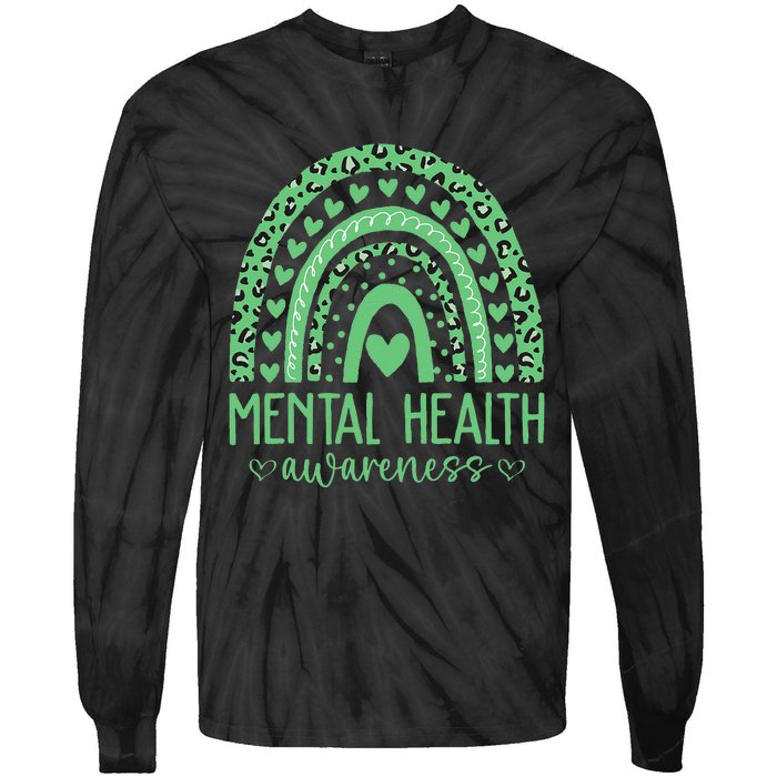 Mental Health Matters We Wear Green Mental Health Awareness Tie-Dye Long Sleeve Shirt