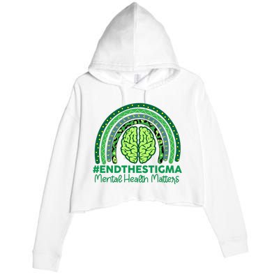 Mental Health Matters Rainbow Vintage Crop Fleece Hoodie