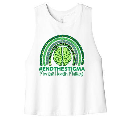 Mental Health Matters Rainbow Vintage Women's Racerback Cropped Tank