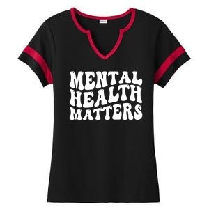 Mental Health Matters Groovy Retro Ladies Halftime Notch Neck Tee