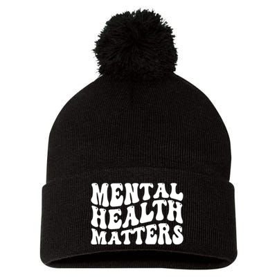Mental Health Matters Groovy Retro Pom Pom 12in Knit Beanie