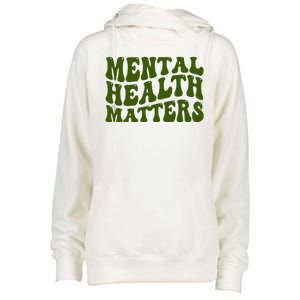 Mental Health Matters Groovy Retro Womens Funnel Neck Pullover Hood