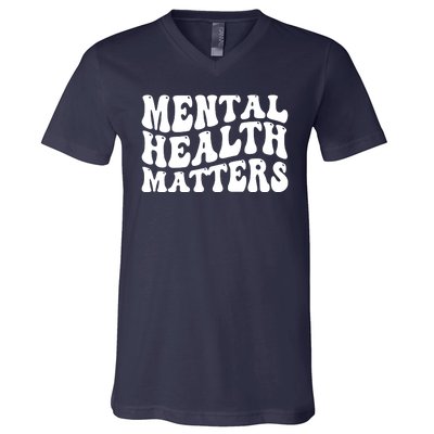 Mental Health Matters Groovy Retro V-Neck T-Shirt