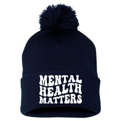 Mental Health Matters Groovy Retro Pom Pom 12in Knit Beanie