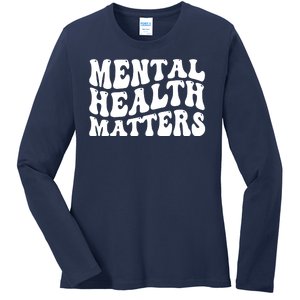 Mental Health Matters Groovy Retro Ladies Long Sleeve Shirt