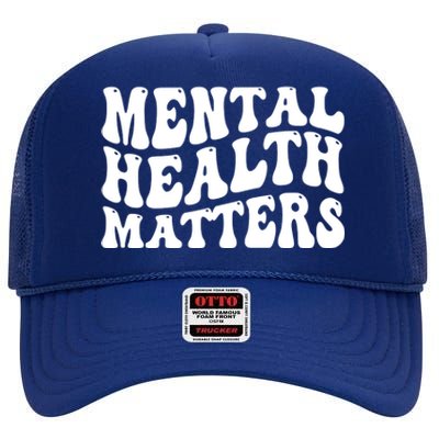 Mental Health Matters Groovy Retro High Crown Mesh Back Trucker Hat