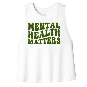 Mental Health Matters Groovy Retro Women's Racerback Cropped Tank