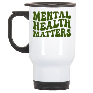 Mental Health Matters Groovy Retro Stainless Steel Travel Mug