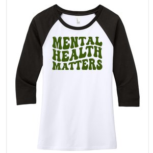 Mental Health Matters Groovy Retro Women's Tri-Blend 3/4-Sleeve Raglan Shirt