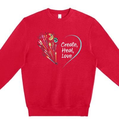 Mental Health Matters Create Heal Love Funny Art Therapy Mom Premium Crewneck Sweatshirt