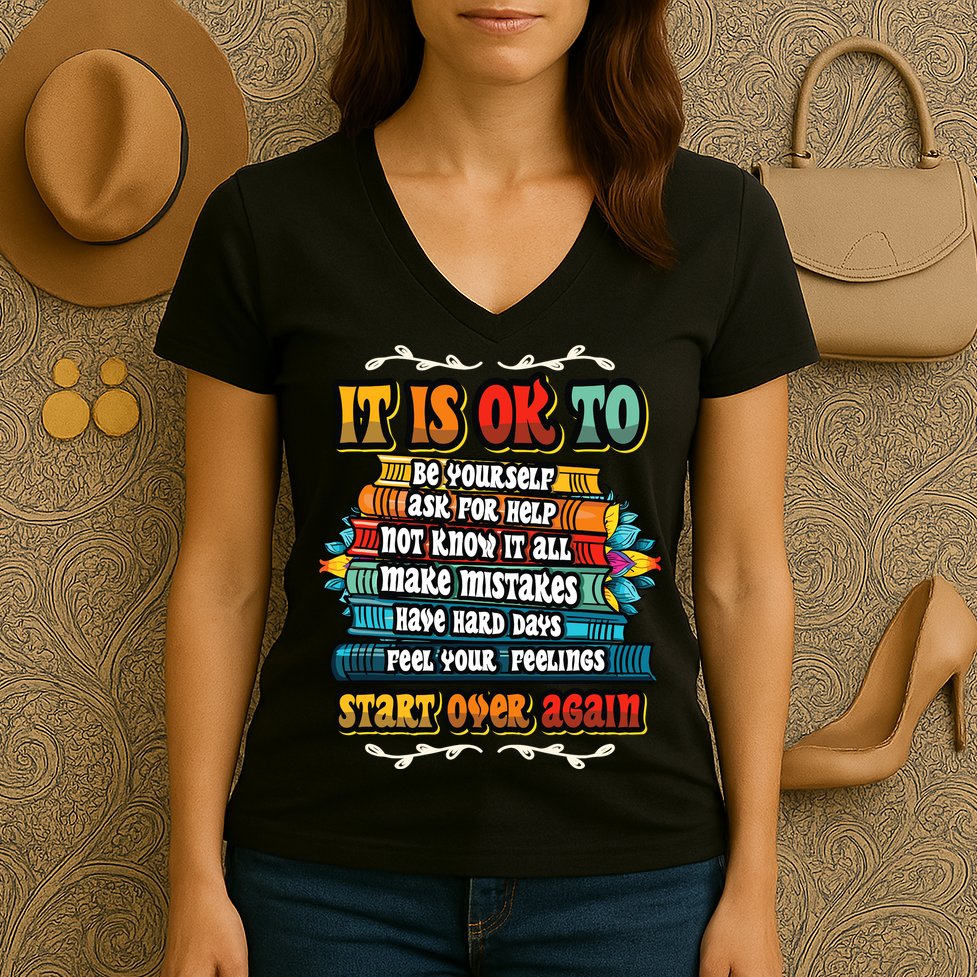 Mental Health Make Mistakes Be Yourself Inspirational Women's V-Neck T-Shirt