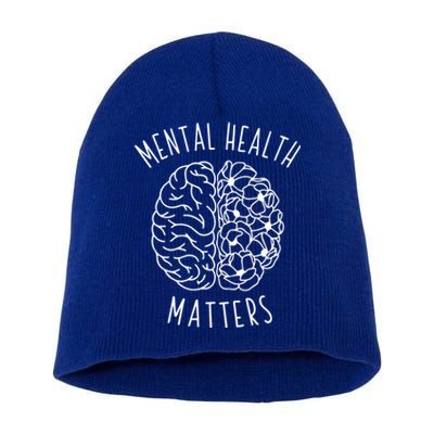 Mental Health Matter Hu Brain Graphic Mind Awareness Gift Short Acrylic Beanie