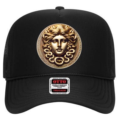 Medusa Head Myth Gorgon Snake Hair Greek Mythology Gift High Crown Mesh Back Trucker Hat