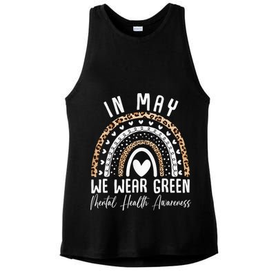 Mental Health Matters We Wear Green Mental Health Awareness Ladies PosiCharge Tri-Blend Wicking Tank