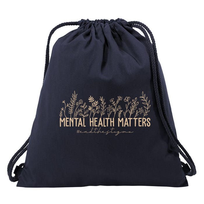 Mental Health Matters End The Stigma Nature Drawstring Bag