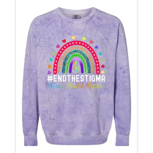 Mental Health Matters End The Stigma Rainbow Leopard Boho Colorblast Crewneck Sweatshirt