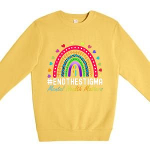 Mental Health Matters End The Stigma Rainbow Leopard Boho Premium Crewneck Sweatshirt